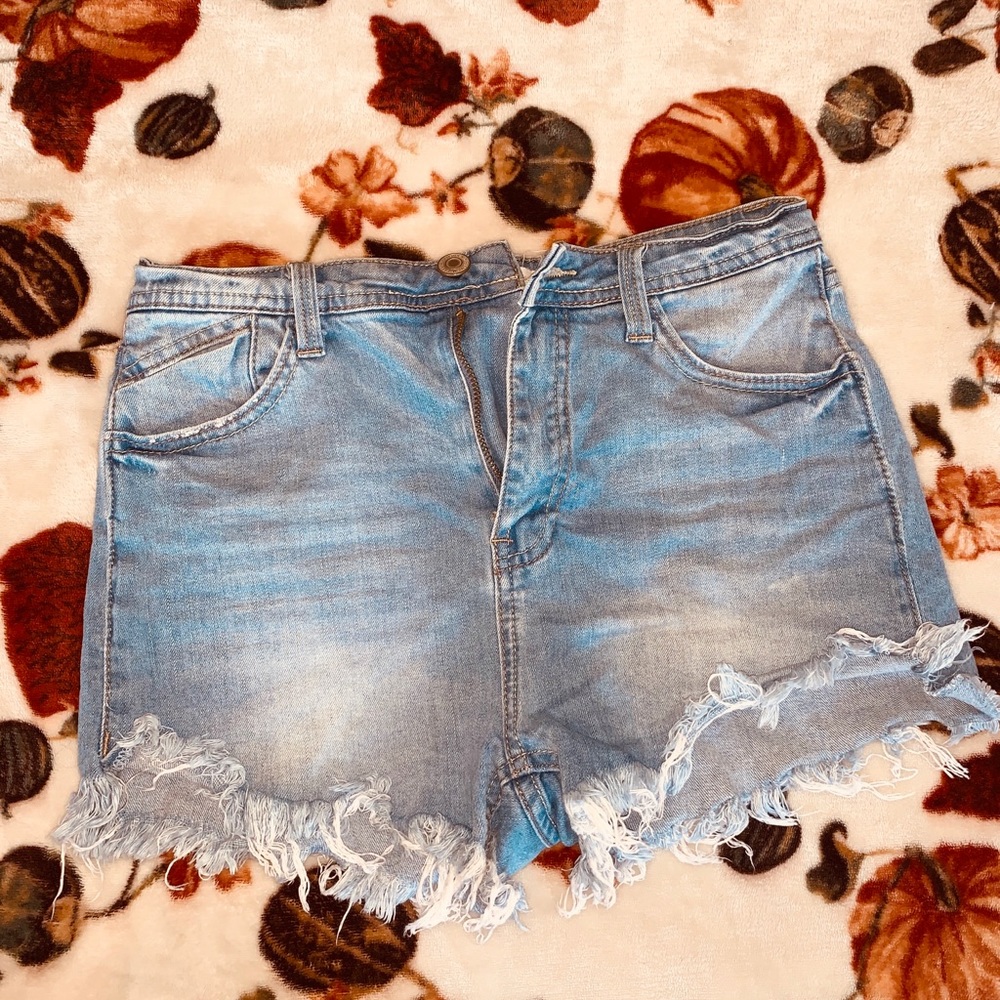 Light washed jean shorts
